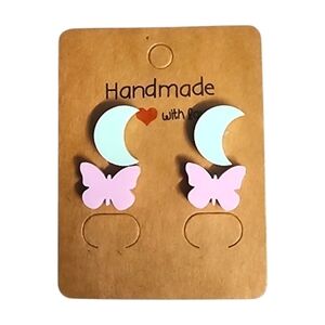 Moonlit Wings Acrylic Stud Earrings – 2 Pair